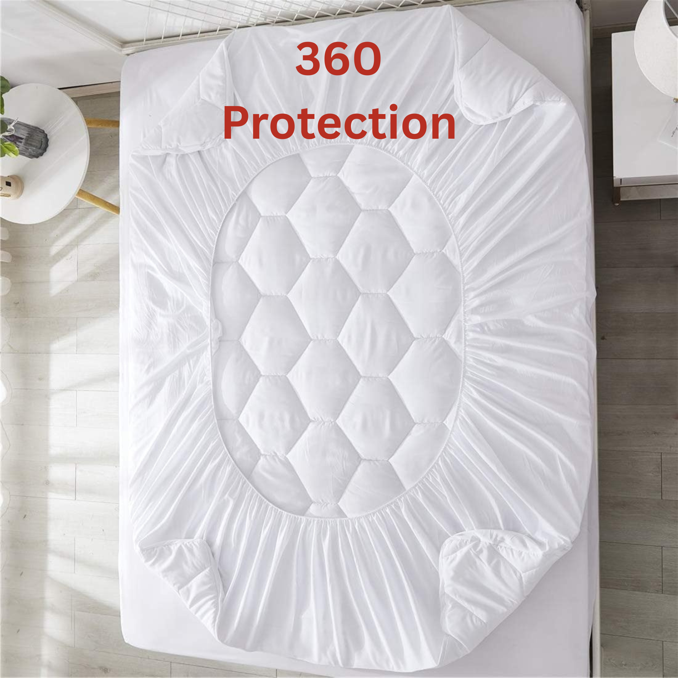 Quilted Mattress Protector Sheet | 40cm Deep Fit Skirt | 200 GSM Triple Fill | Lightweight, Breathable & Noiseless - 4A's Global