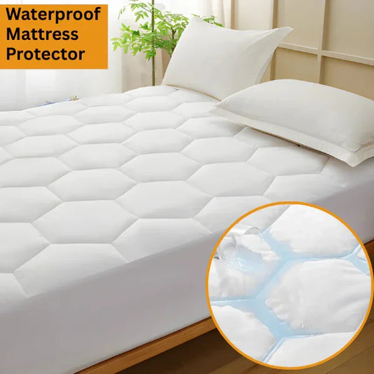 30cm Deep Waterproof Mattress Protector | Quilted, Breathable & Noise-Free | White | UK Sizes - 4A's Global