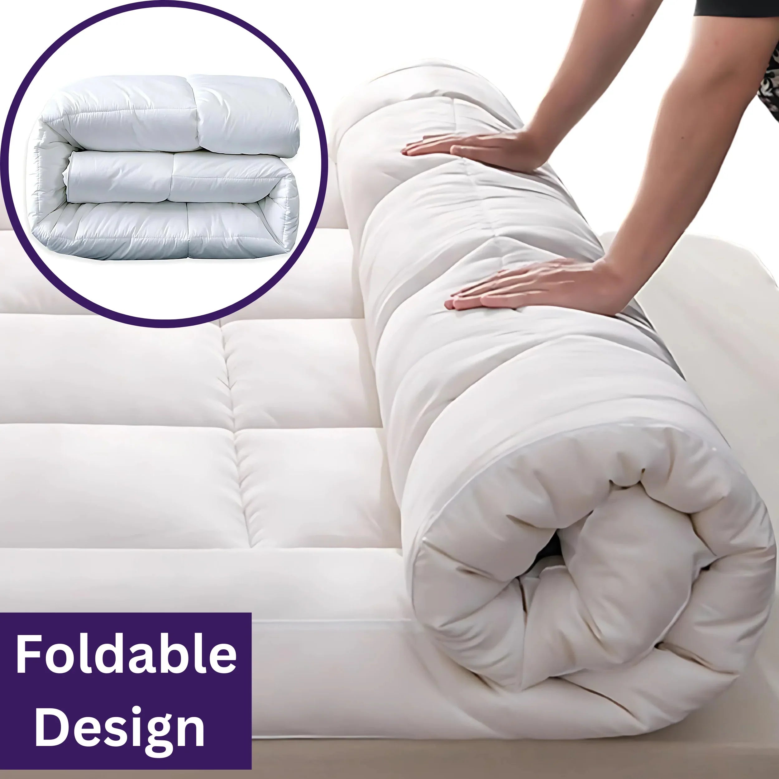 Luxury Extra-Thick Mattress Topper – Deep-Filled Microfibre Comfort Layer Quilted, Luxury Hotel Mattress Pads Box Stitched Elasticated Corner Straps - 4A's Global