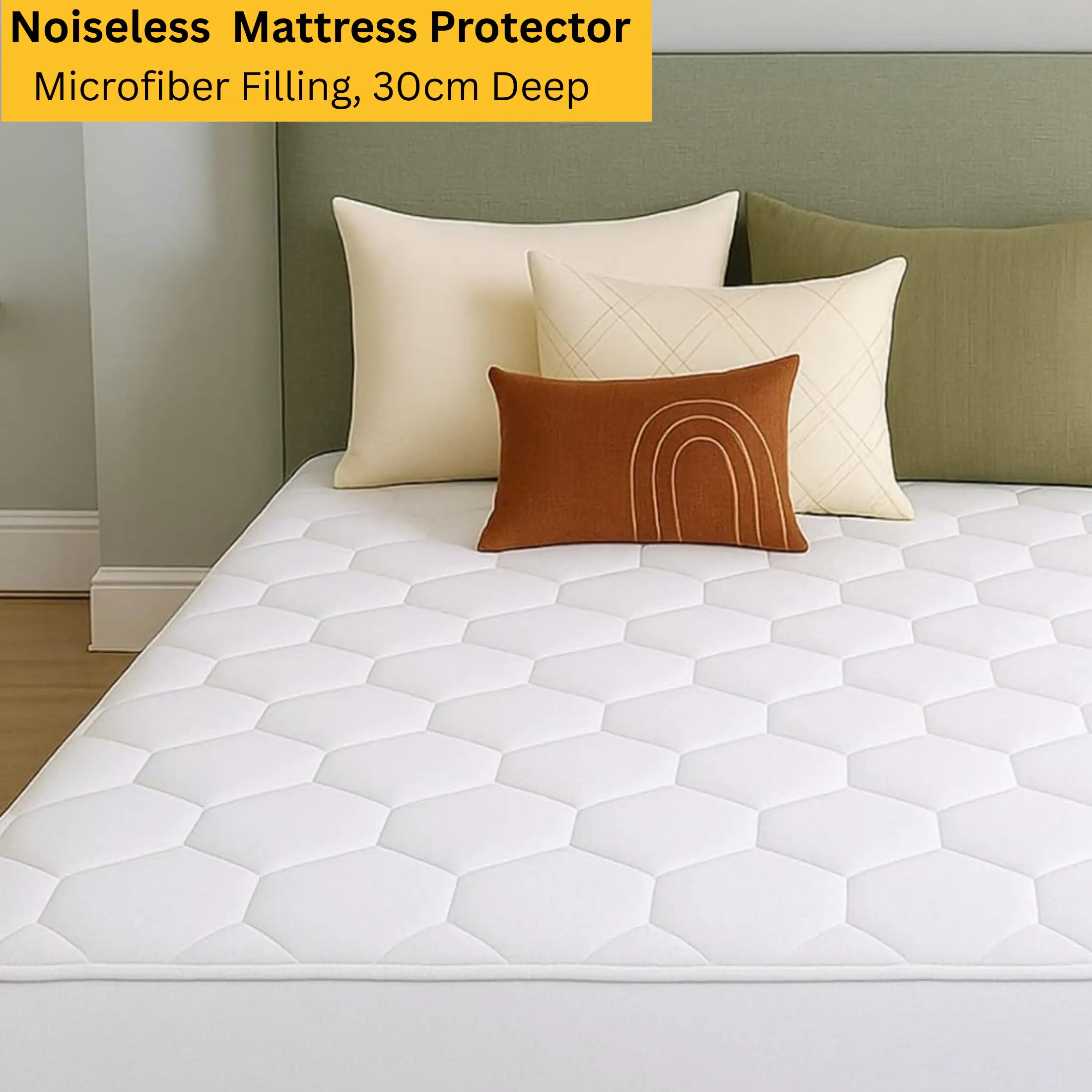 CL Mattress Protector Sheet | Lightweight, Breathable & Noise-Free | Deep Fit 30cm Skirt | Hexagonal Style (Copy) - 4A's Global