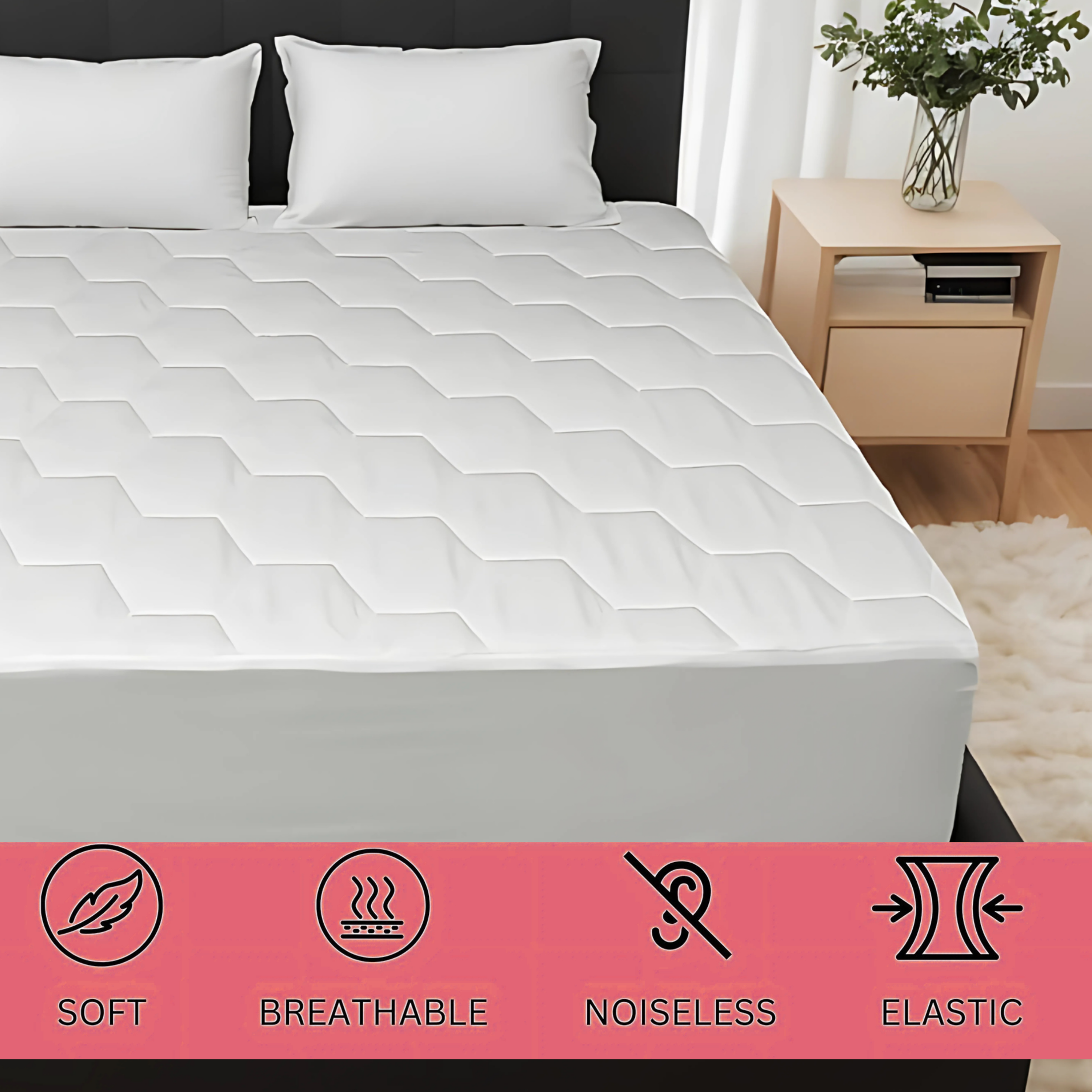 CL Mattress Protector Sheet | Lightweight, Breathable & Noise-Free | Deep Fit 30cm Skirt | Hexagonal Style (Copy) - 4A's Global