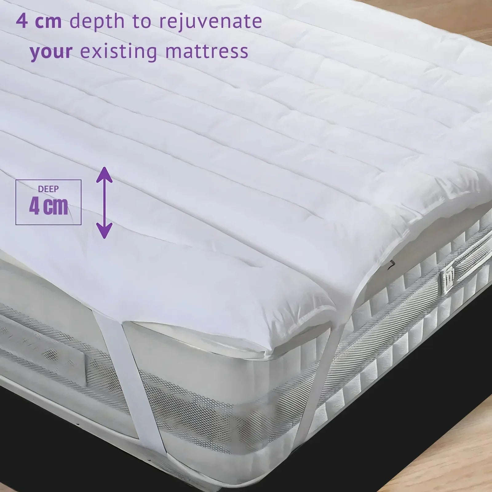 Hypoallergenic Luxury Mattress Topper – 4cm Deep Microfibre Comfort Layer | Breathable, Soft & Secure Fit | UK Sizes - 4A's Global