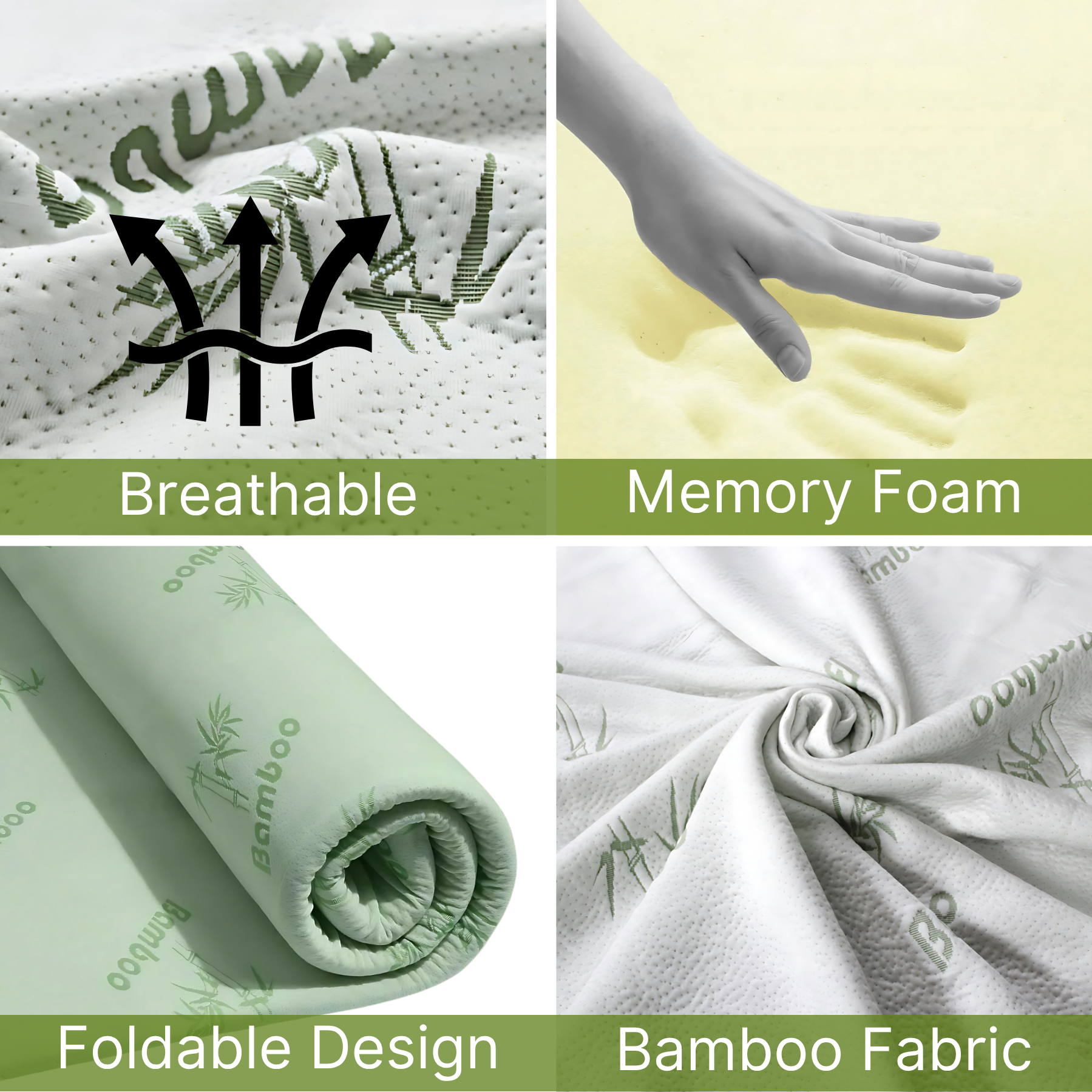 Bamboo Memory Foam Mattress Topper – 2.5cm Cooling Comfort Layer | Breathable, Lightweight & Eco-Friendly Sleep Upgrade | UK Sizes - 4A's Global