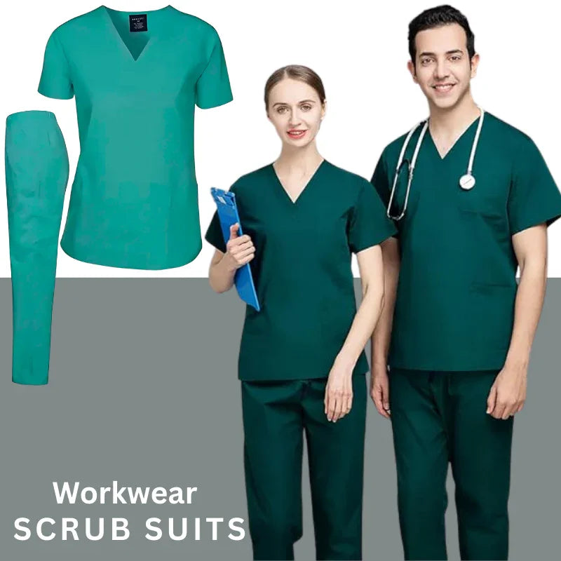 2Pcs Men Women Scrub Suit Hospital Doctor Nurse Medical Working Uniform Workwear Menswear Clothes - 4A's Global