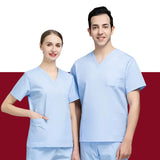 2Pcs Men Women Scrub Suit Hospital Doctor Nurse Medical Working Uniform Workwear Menswear Clothes - 4A's Global