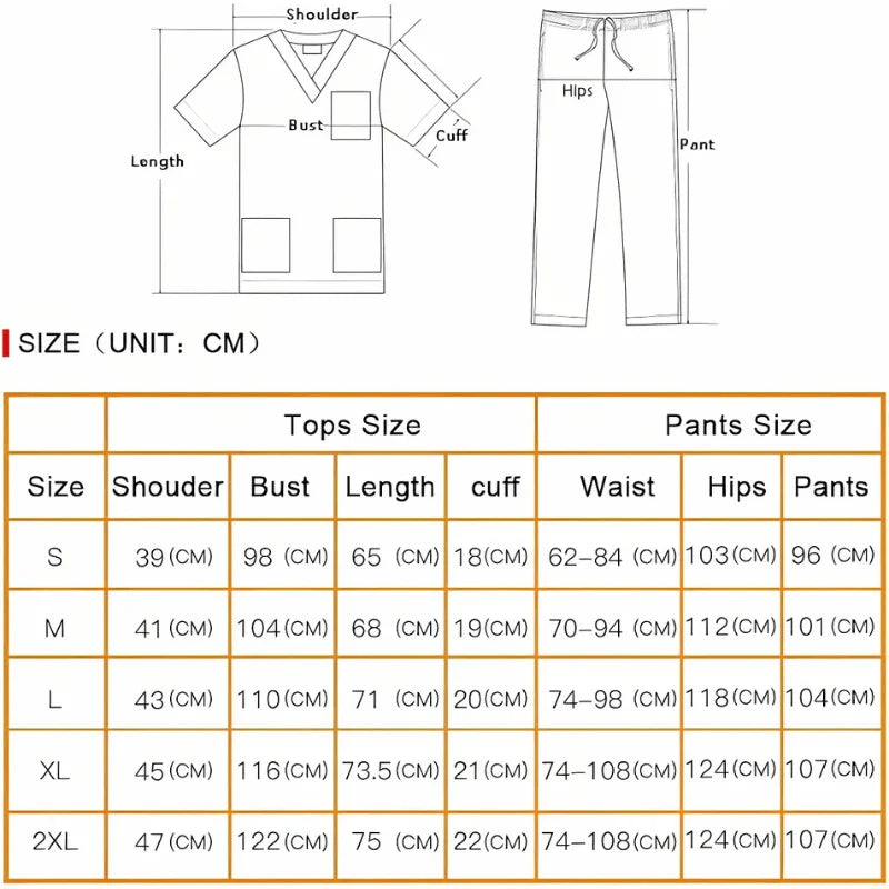 2Pcs Men Women Scrub Suit Hospital Doctor Nurse Medical Working Uniform Workwear Menswear Clothes - 4A's Global