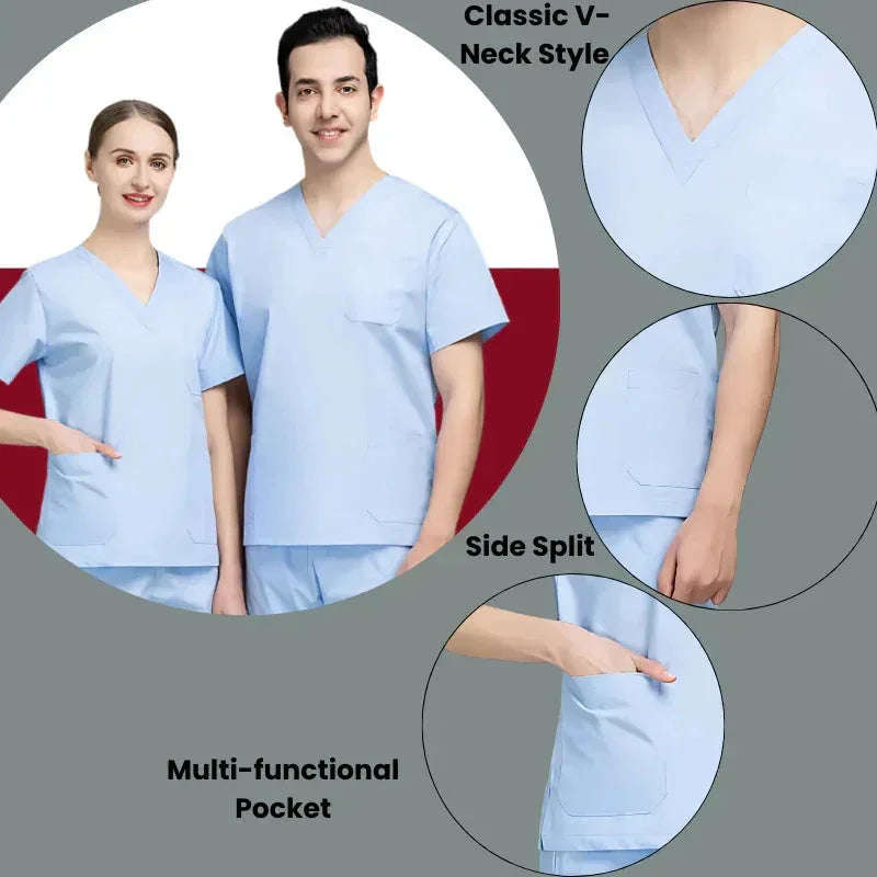 2Pcs Medical Scrub Suit – Men & Women Hospital Workwear - 4A's Global