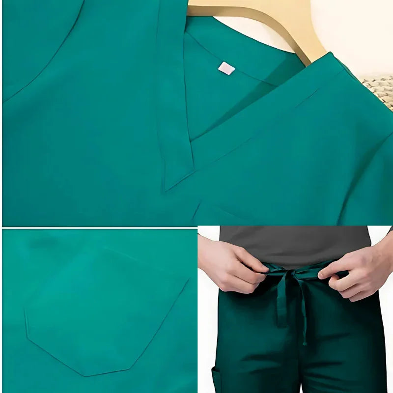 2Pcs Men Women Scrub Suit Hospital Doctor Nurse Medical Working Uniform Workwear Menswear Clothes - 4A's Global