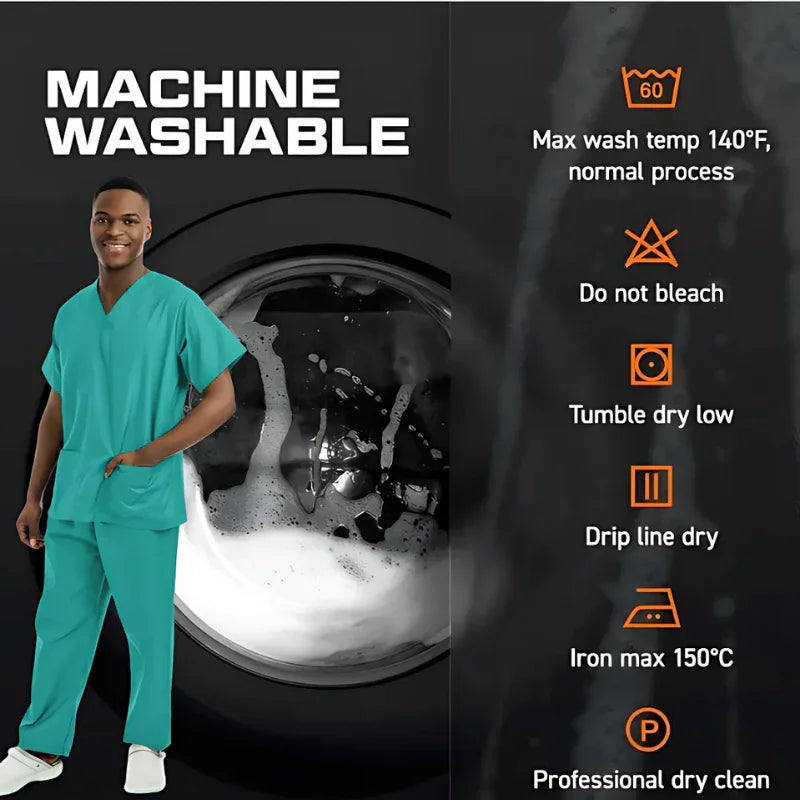 2Pcs Men Women Scrub Suit Hospital Doctor Nurse Medical Working Uniform Workwear Menswear Clothes - 4A's Global