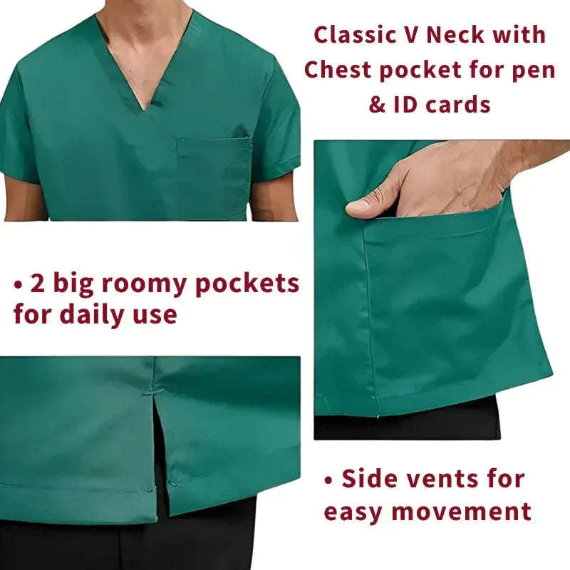 2Pcs Medical Scrub Suit – Men & Women Hospital Workwear - 4A's Global