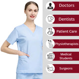 2Pcs Men Women Scrub Suit Hospital Doctor Nurse Medical Working Uniform Workwear Menswear Clothes - 4A's Global
