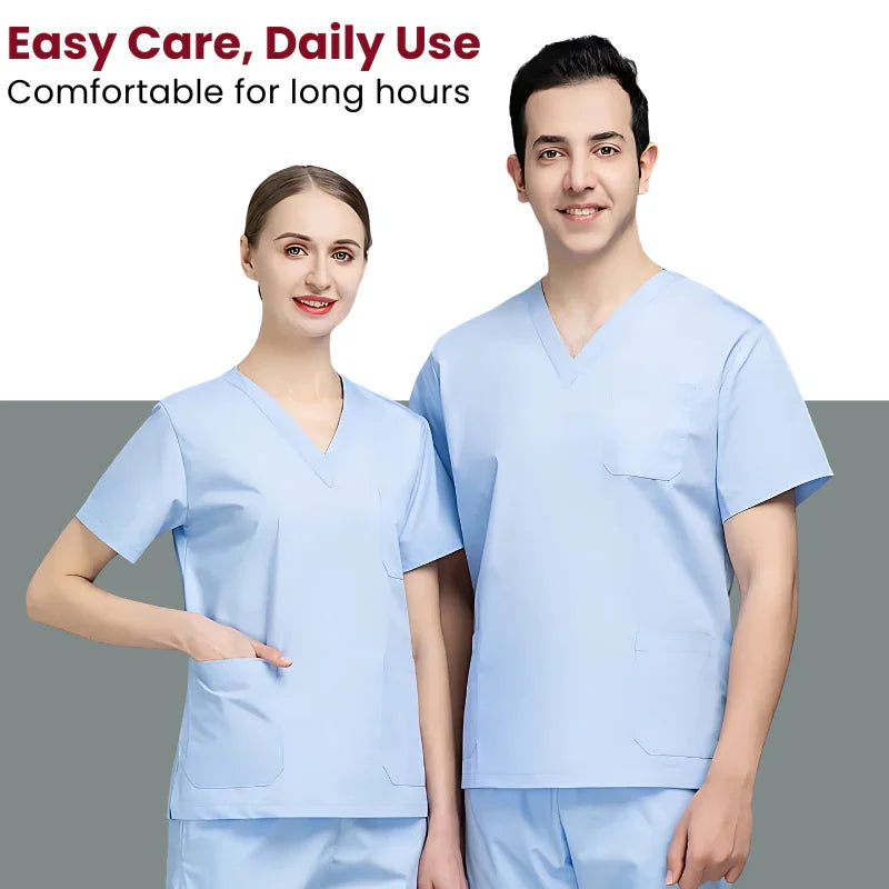 2Pcs Men Women Scrub Suit Hospital Doctor Nurse Medical Working Uniform Workwear Menswear Clothes - 4A's Global