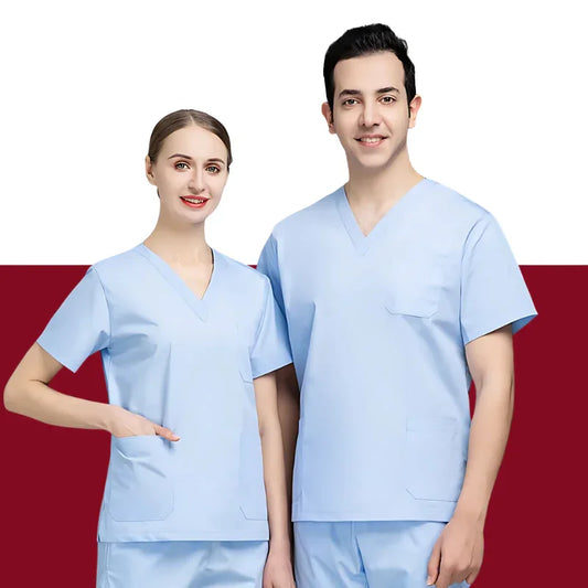 2Pcs Men Women Scrub Suit Hospital Doctor Nurse Medical Working Uniform Workwear Menswear Clothes - 4A's Global
