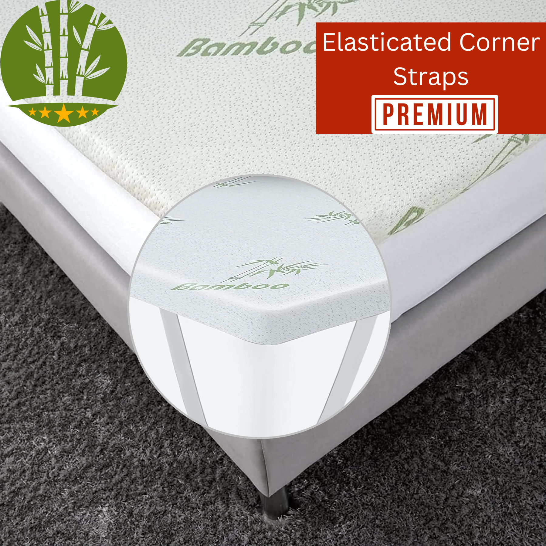 Heaven High 40D Bamboo Mattress Topper Memory Foam 2.5cm – Gel Infused | Cooling | Bamboo Cover | Anti-Slip | Pressure Relief - 4A's Global
