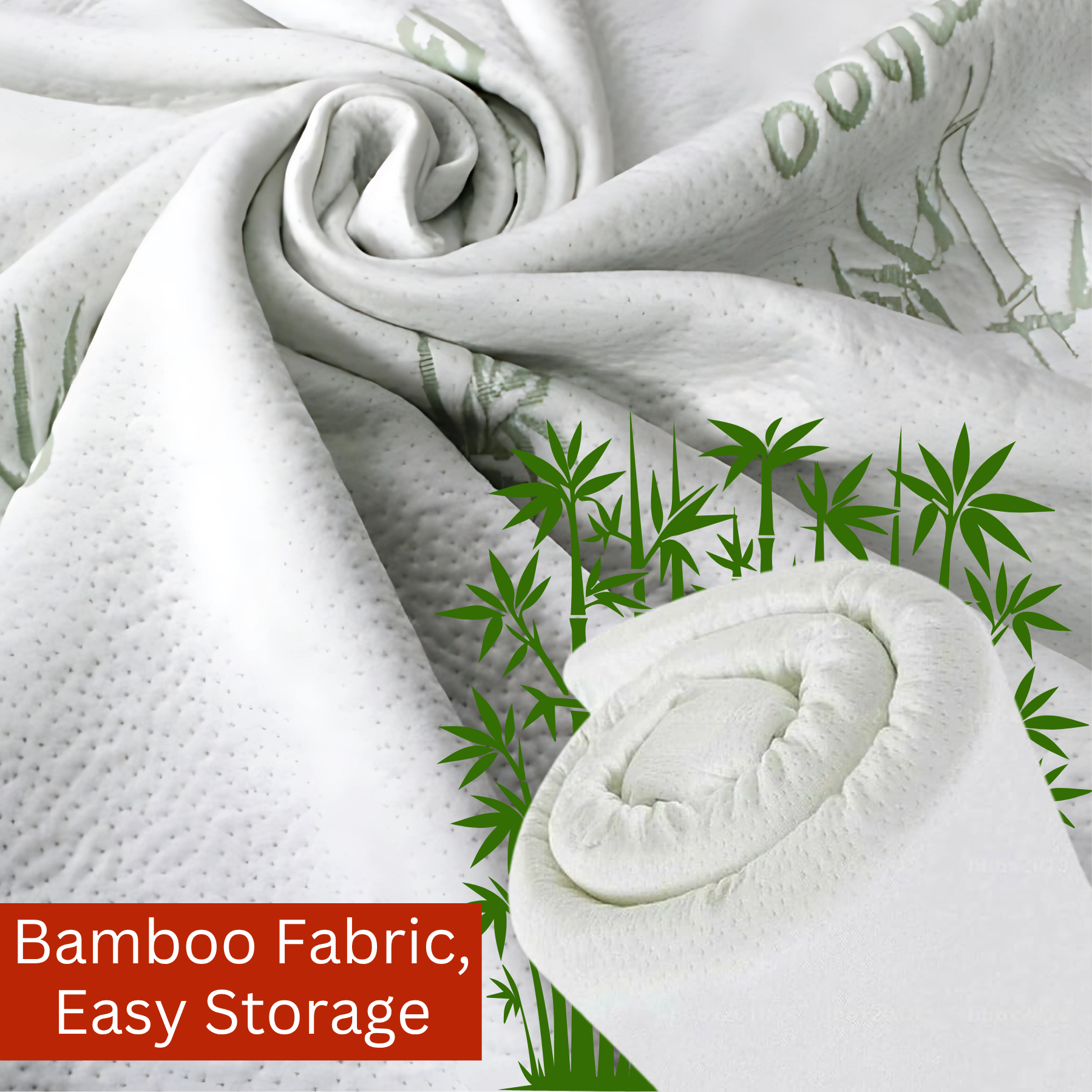 Heaven High 40D Bamboo Mattress Topper Memory Foam 2.5cm – Gel Infused | Cooling | Bamboo Cover | Anti-Slip | Pressure Relief - 4A's Global