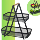 2-Tier Countertop Fruit, Bread & Vegetable Storage Basket – Sleek Black - 4A's Global