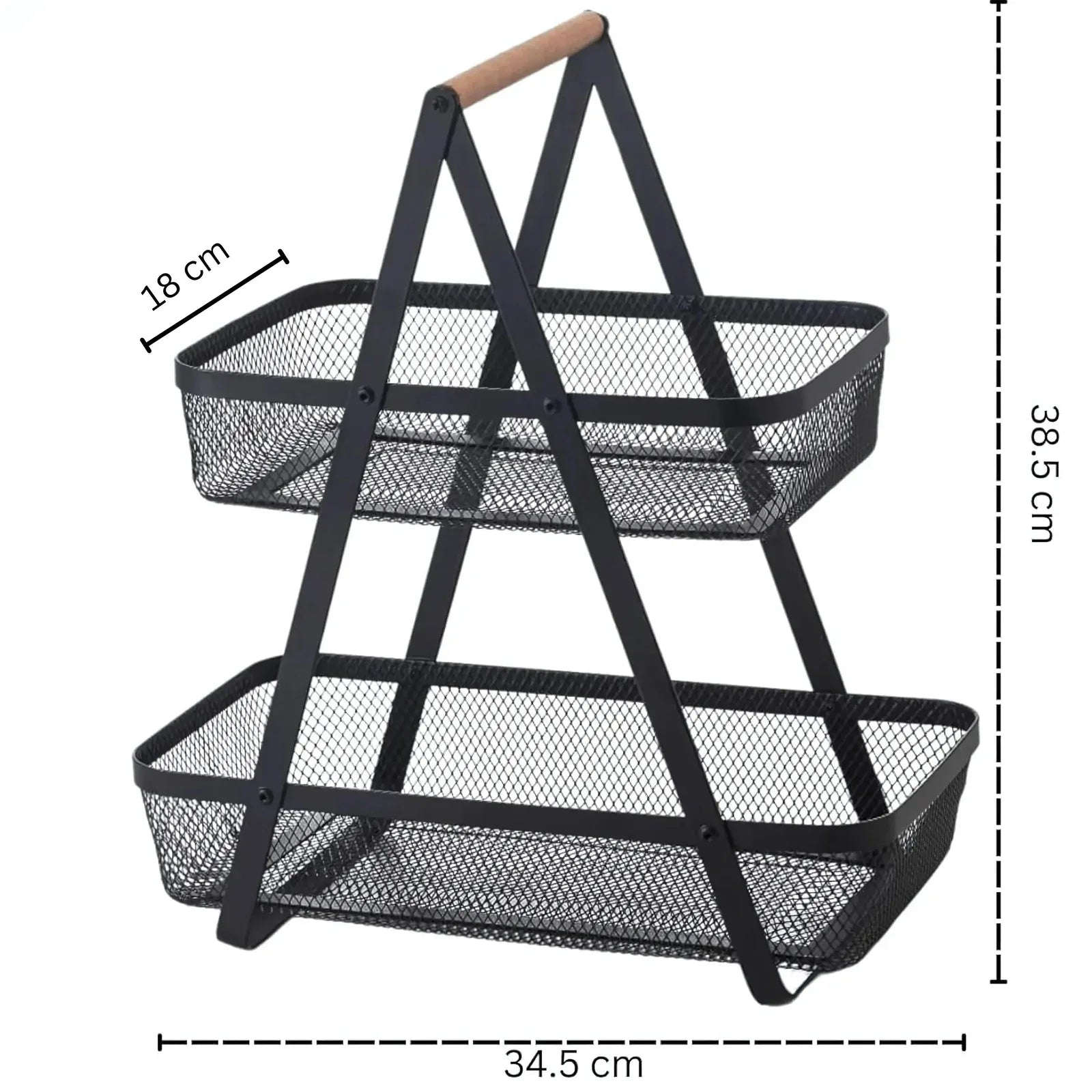 2-Tier Countertop Fruit, Bread & Vegetable Storage Basket – Sleek Black - 4A's Global