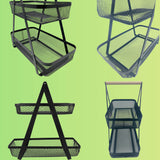 2-Tier Countertop Fruit , Bread & Vegetable Storage Basket – Black Wire Mesh - 4A's Global