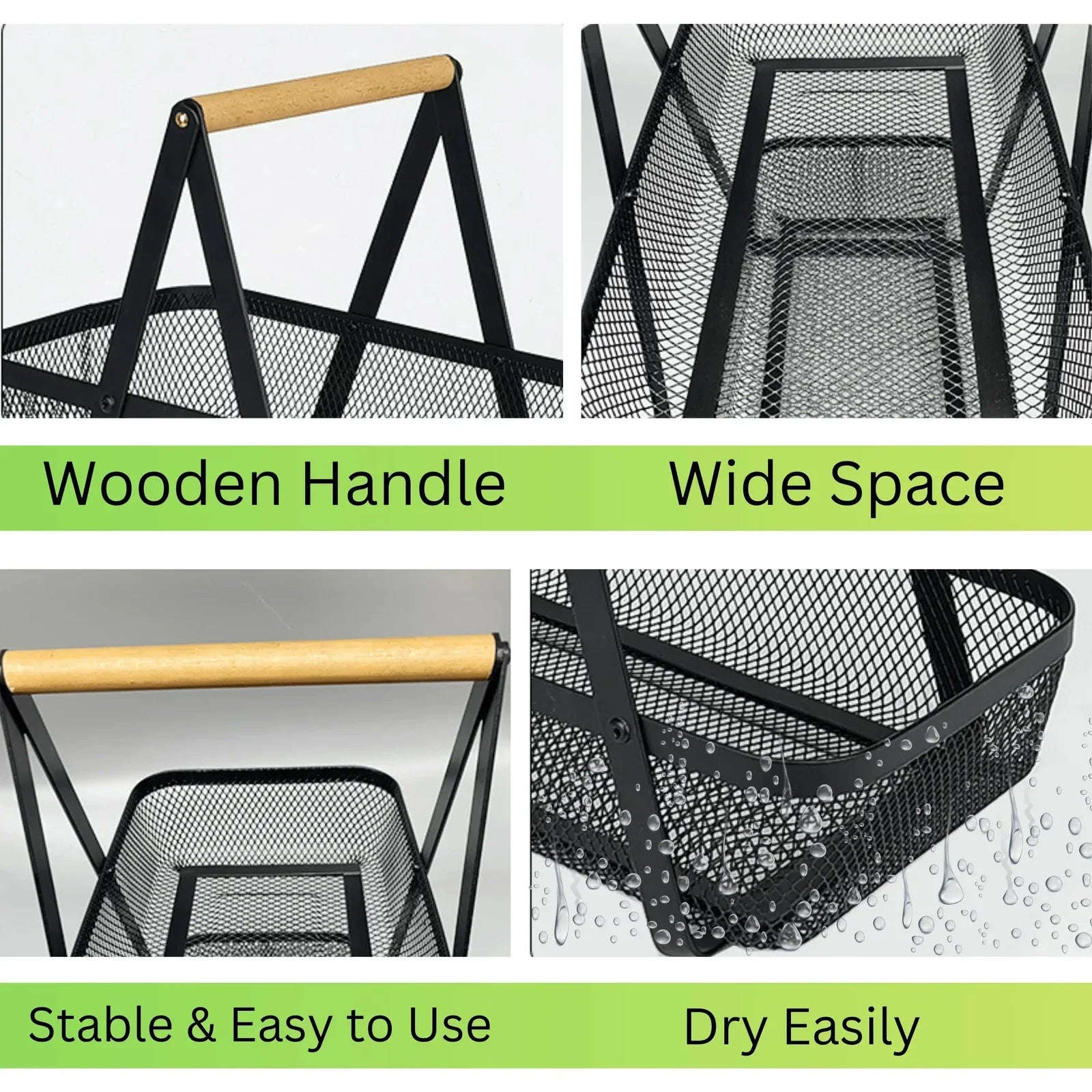 2-Tier Countertop Fruit, Bread & Vegetable Storage Basket – Sleek Black - 4A's Global