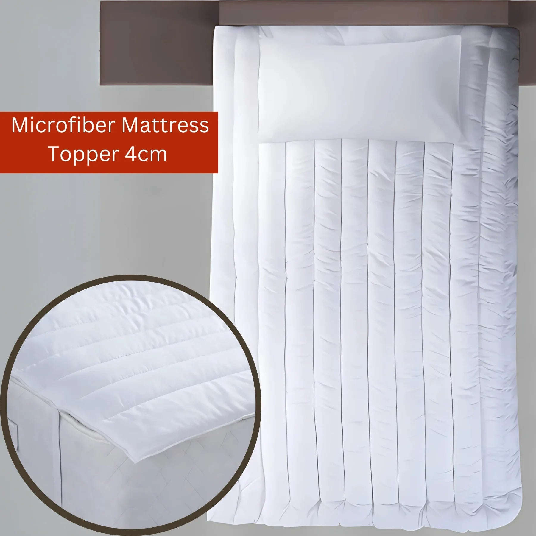 Hypoallergenic Luxury Mattress Topper – 4cm Deep Microfibre Comfort Layer | Breathable, Soft & Secure Fit | UK Sizes (Copy) - 4A's Global