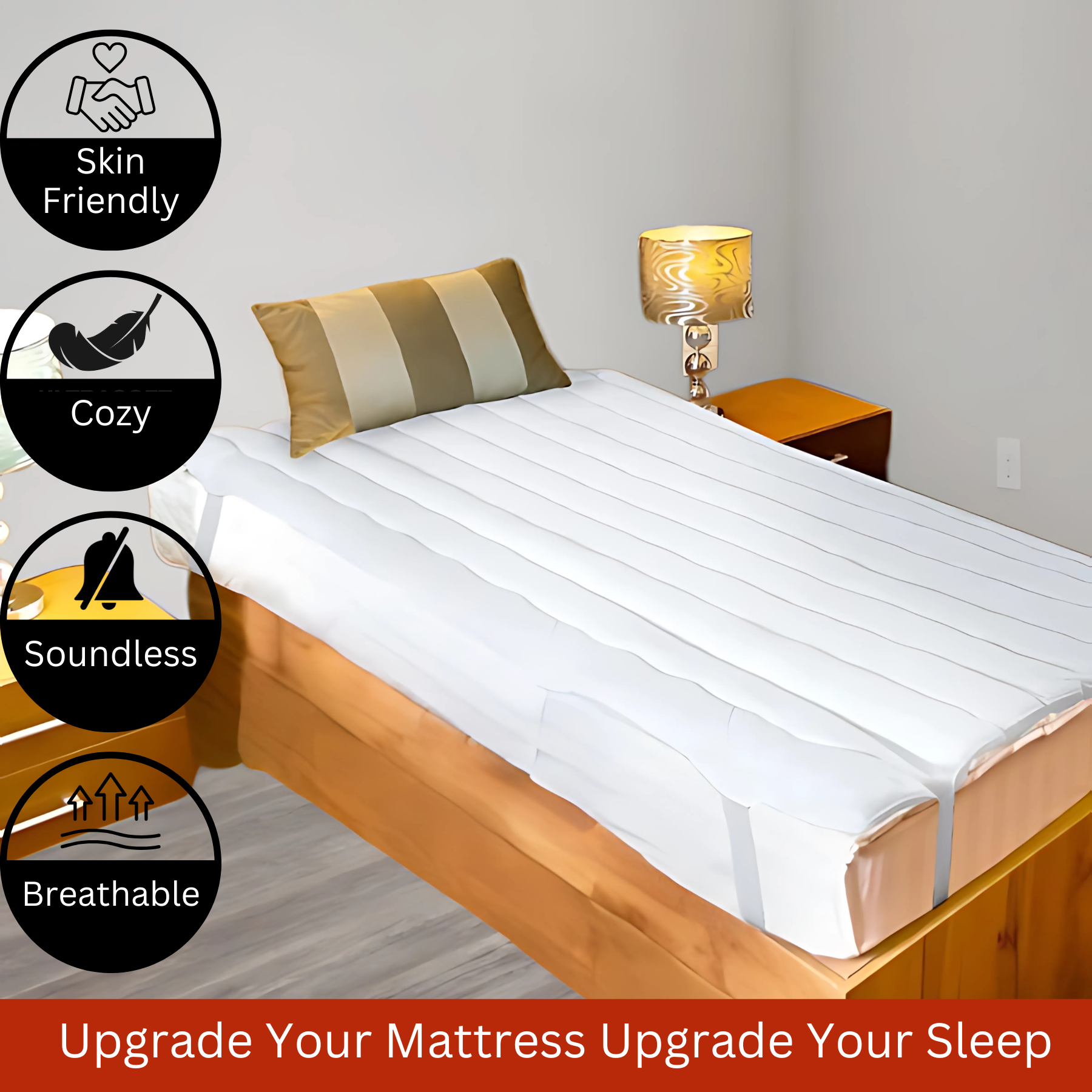 Hypoallergenic Luxury Mattress Topper β 4cm Deep Microfibre Comfort Layer | Breathable, Soft & Secure Fit | UK Sizes (Copy) - 4A's Global