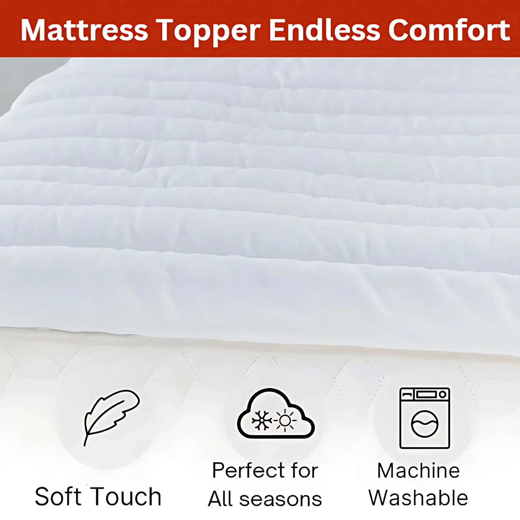 Hypoallergenic Luxury Mattress Topper – 4cm Deep Microfibre Comfort Layer | Breathable, Soft & Secure Fit | UK Sizes (Copy) - 4A's Global
