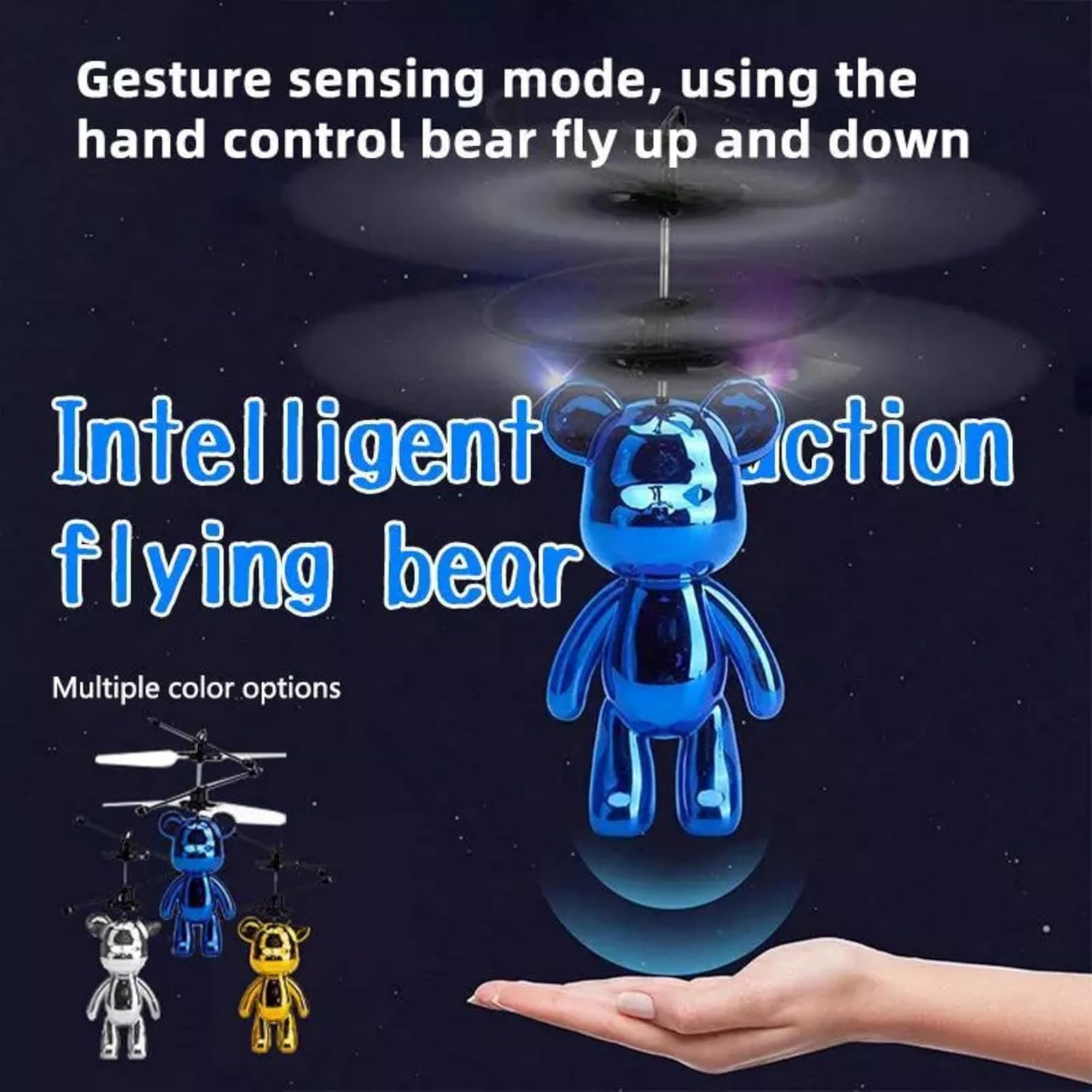 Rotary Flying Bear Helicopter – Hand Sensor Gesture Control USB Rechargeable Toy - 4A's Global