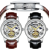 Men’s Automatic Skeleton Executive Wrest Watch | Leather Strap Mechanical Timepiece - 4A's Global
