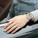Men’s Automatic Skeleton Executive Wrest Watch | Leather Strap Mechanical Timepiece - 4A's Global