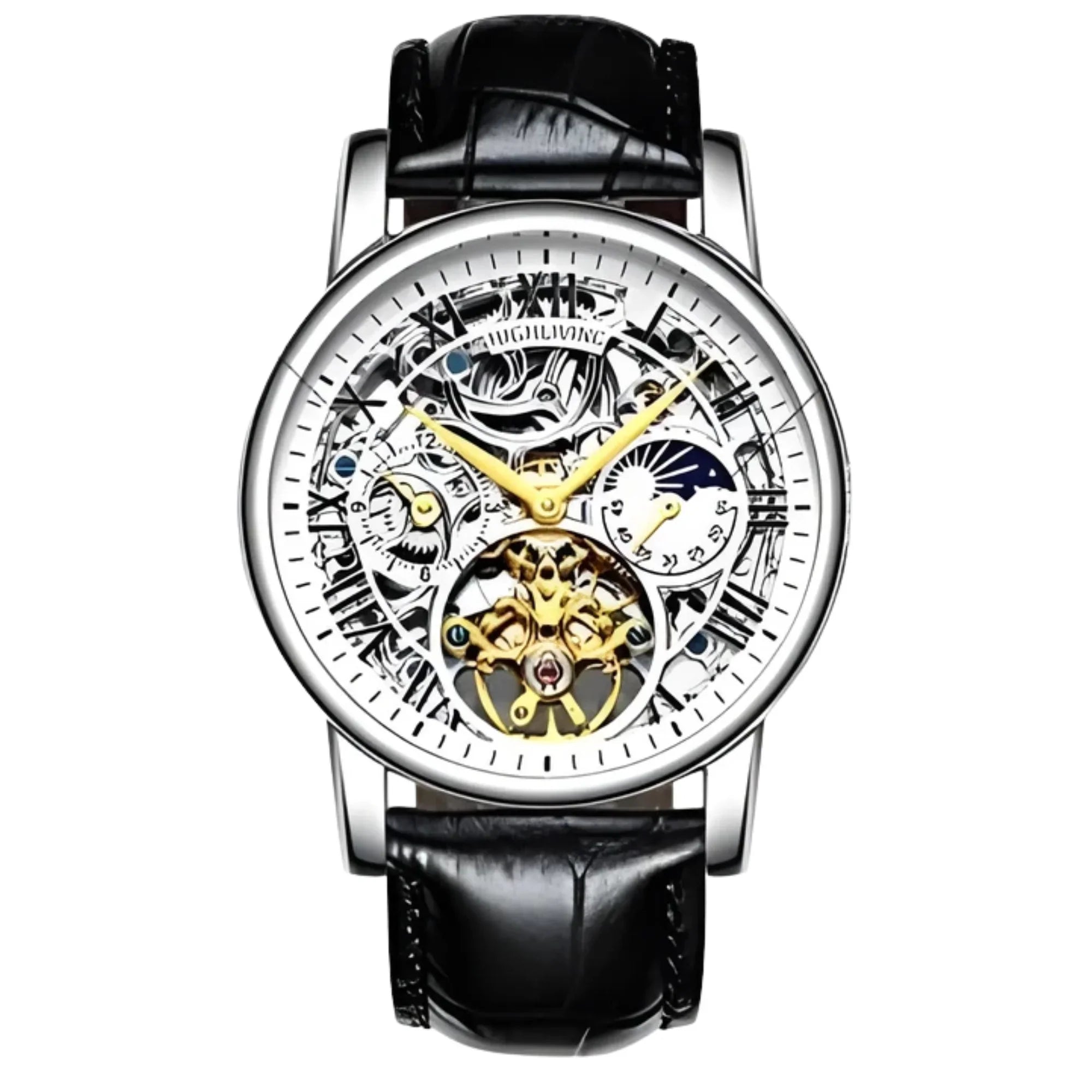 Men’s Automatic Skeleton Executive Watch | Leather Strap Mechanical Timepiece - 4A's Global