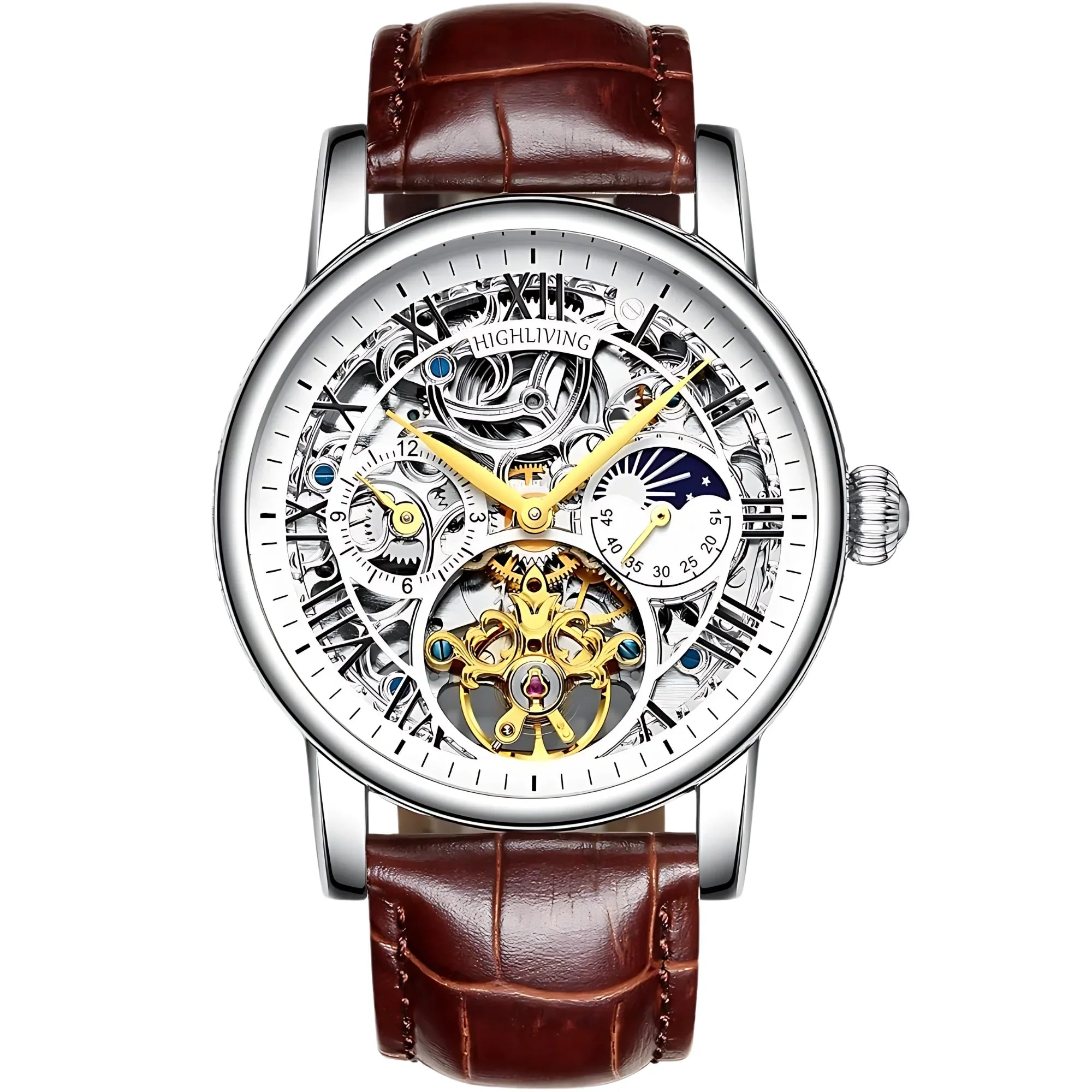 Men’s Automatic Skeleton Executive Watch | Leather Strap Mechanical Timepiece - 4A's Global