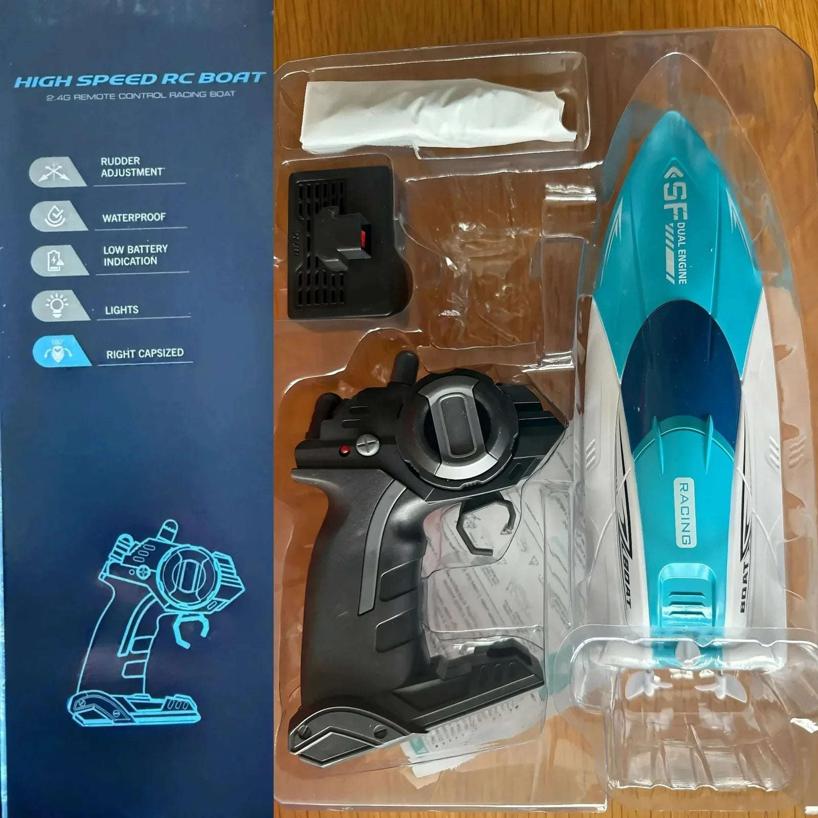 High-Speed RC Racing Boat – Remote Control Boat 2.4GHz – Dual Motor High-Speed Racing RC Boat with Modular Battery & Waterproof Design - 4A's Global