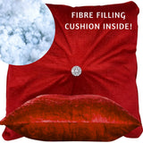 Luxury Panache Havana Square Filled Cushion with Diamante Button 17 inch (RED) Viral Teddy Hugs Diamante Cushion – Plush Comfort with a Glam Finish - 43 cm x 43 cm / 17 inch x 17 inch - 4A's Global