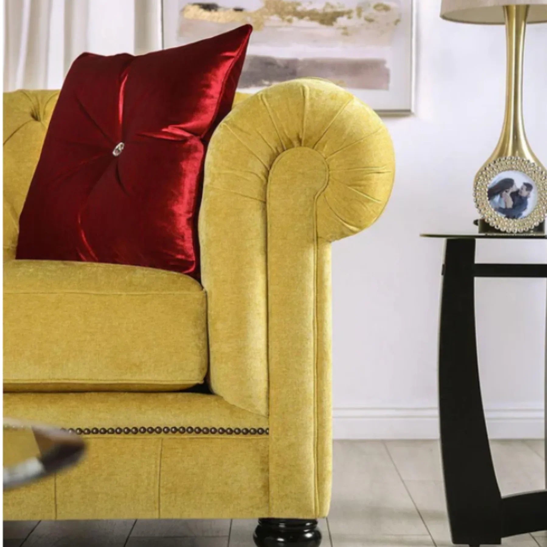 Luxury Panache Havana Square Filled Cushion with Diamante Button 17 inch (RED) Viral Teddy Hugs Diamante Cushion – Plush Comfort with a Glam Finish - 43 cm x 43 cm / 17 inch x 17 inch - 4A's Global