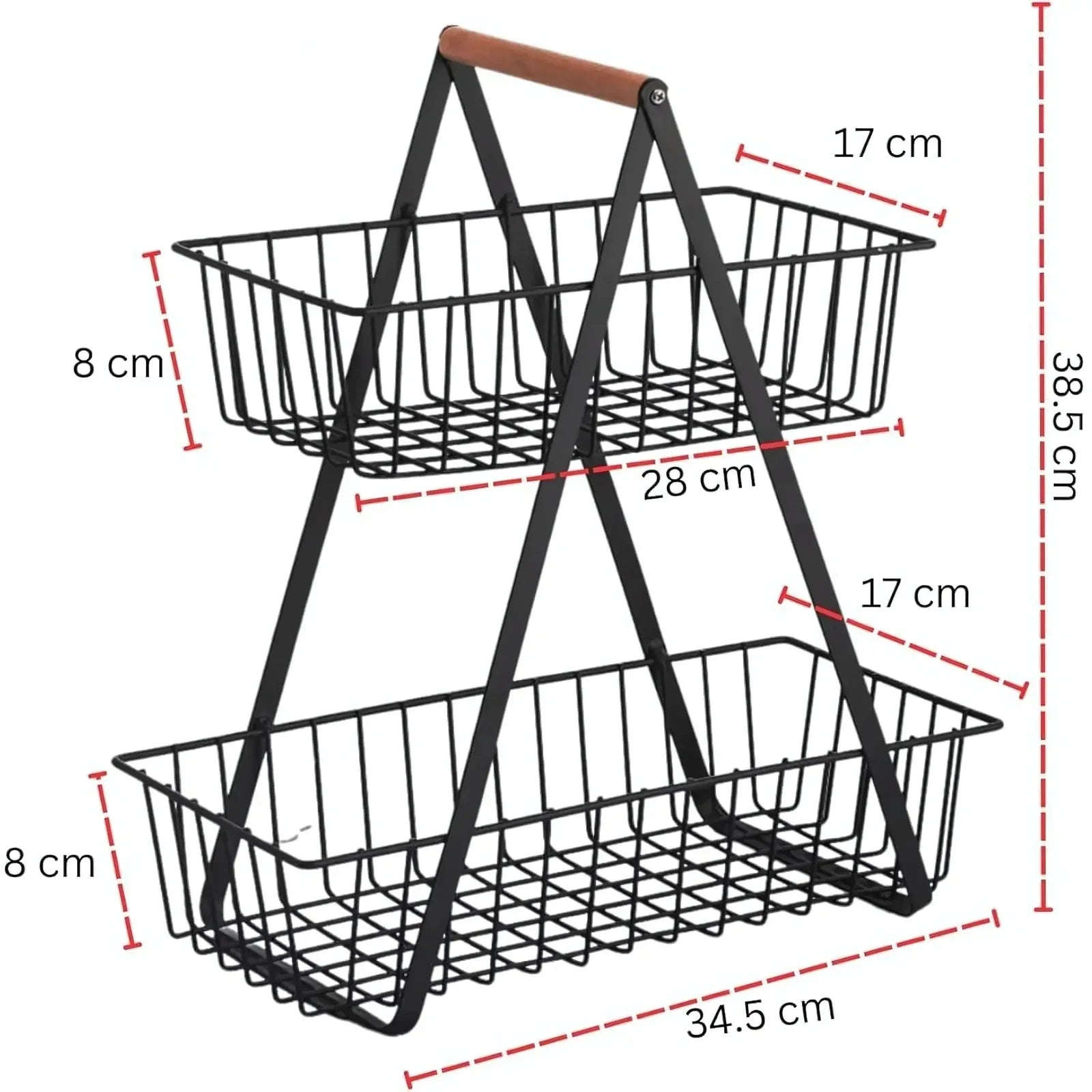 2-Tier Countertop Fruit & Veg Basket – Space-Saving Organizer - 4A's Global