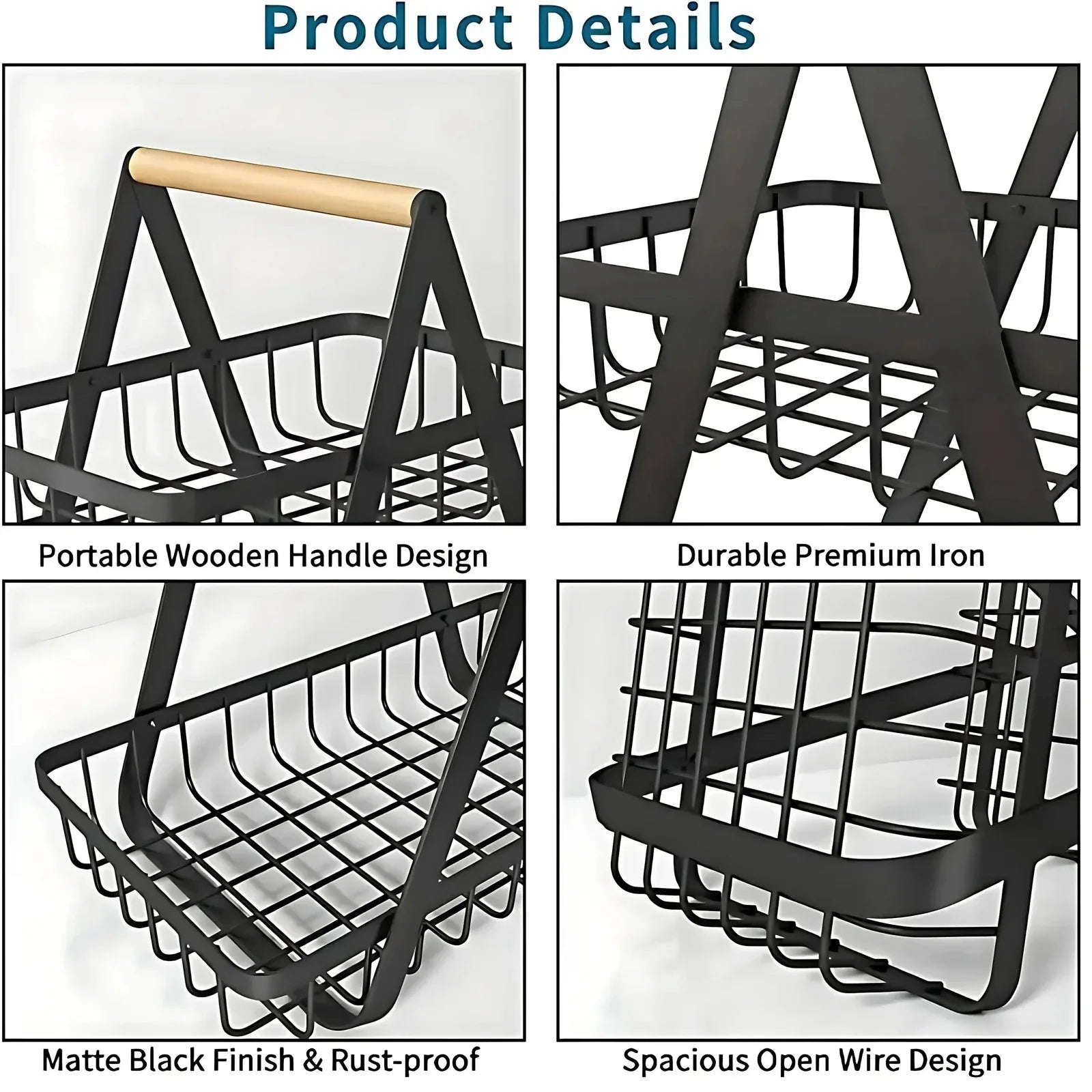2-Tier Countertop Fruit & Veg Basket – Space-Saving Organizer - 4A's Global