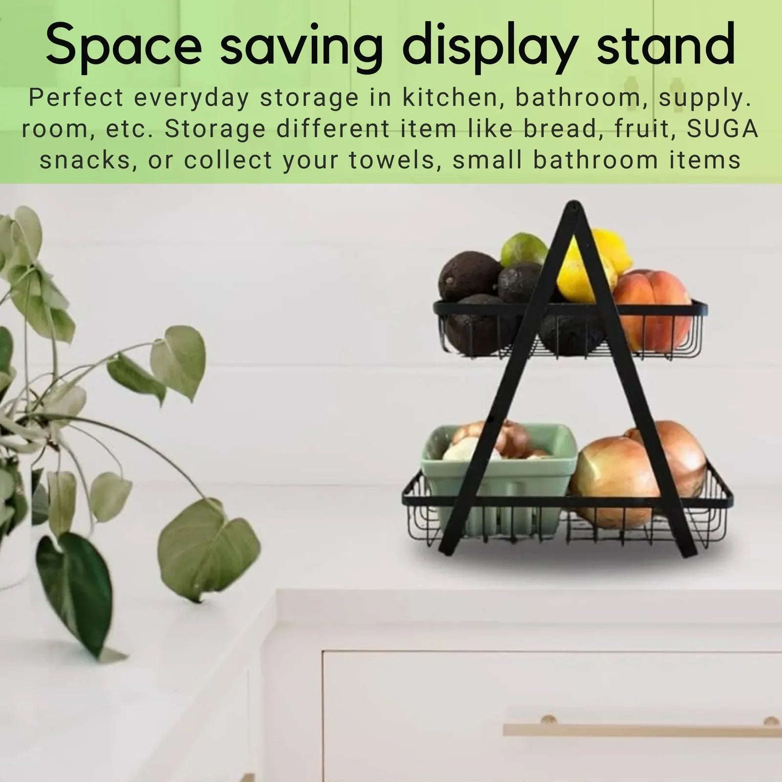 2-Tier Countertop Fruit & Veg Basket – Space-Saving Organizer - 4A's Global