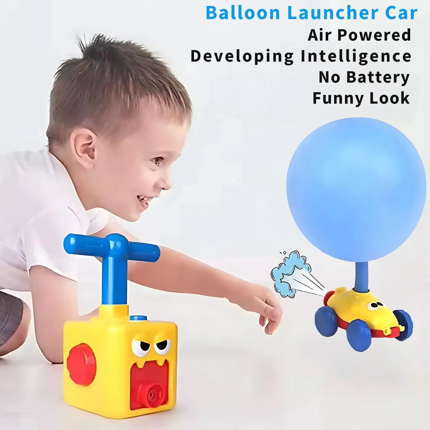 Balloon Powered Cars Toy for Kids, Balloon Launcher Air Powered Race Car - Attach balloon Inflate Press release Go - 4A's Global