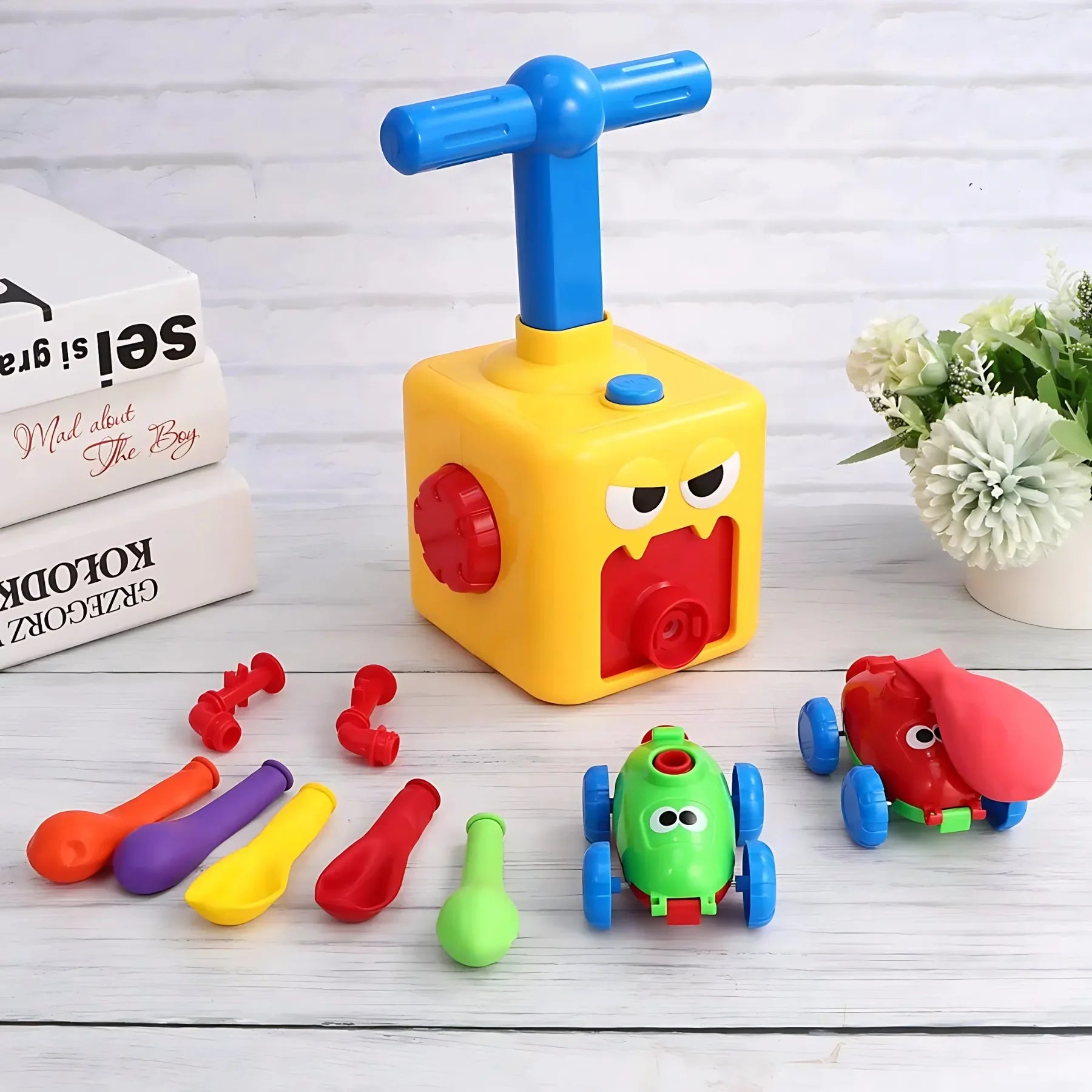 Balloon Powered Cars Toy for Kids, Balloon Launcher Air Powered Race Car - Attach balloon Inflate Press release Go - 4A's Global