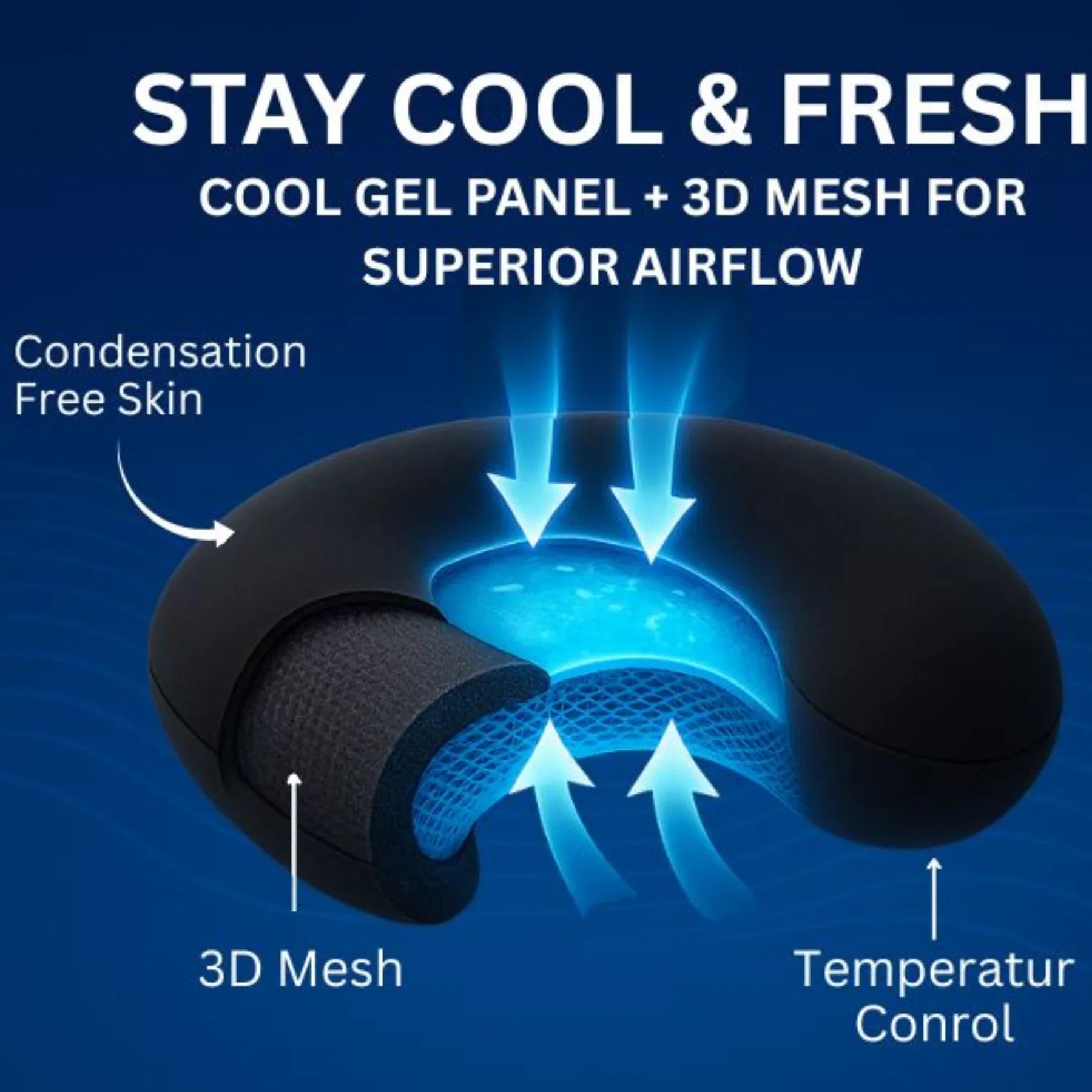 Cooling Memory Foam Travel Pillow – Lightweight, Compact & Portable | 30x30x9 cm / 11.8x11.8x3.5 in | Black - 4A's Global