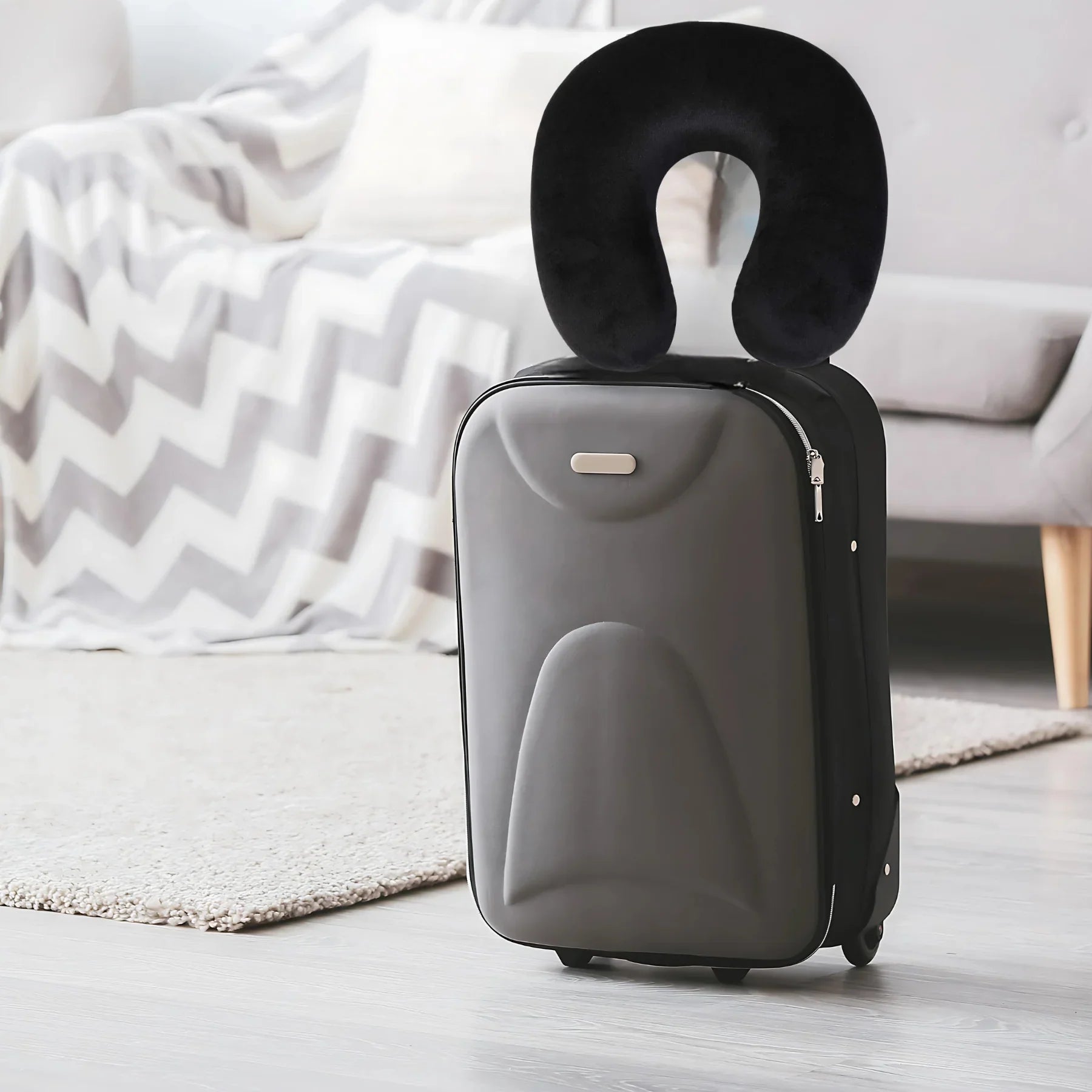 Cooling Memory Foam Travel Pillow – Lightweight, Compact & Portable | 30x30x9 cm / 11.8x11.8x3.5 in | Black - 4A's Global