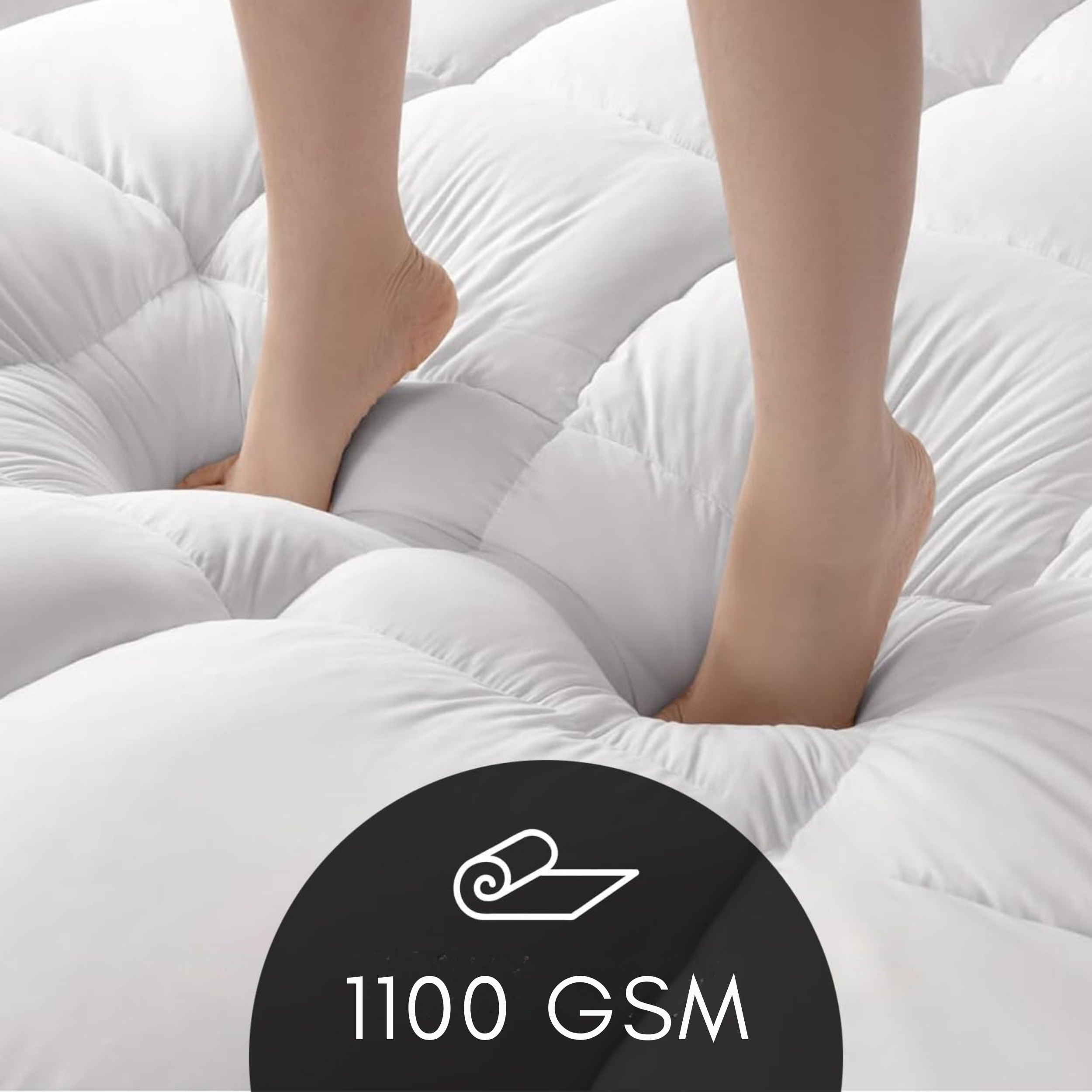 Luxury Mattress Topper – Extra Thick 11cm Deep Fill | Hypoallergenic Microfibre | Hotel-Style Comfort UK - 4A's Global