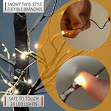 5ft, 6ft Decor Outdoor LED Christmas Tree Warm white LED lights, snowy twig design,Indoor Outdoor flexible branches for shaping and styling Battery Operated - 4A's Global