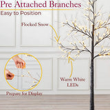 5ft, 6ft Decor Outdoor LED Christmas Tree Warm white LED lights, snowy twig design,Indoor Outdoor flexible branches for shaping and styling Battery Operated - 4A's Global