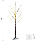 5ft, 6ft Decor Outdoor LED Christmas Tree Warm white LED lights, snowy twig design,Indoor Outdoor flexible branches for shaping and styling Battery Operated - 4A's Global