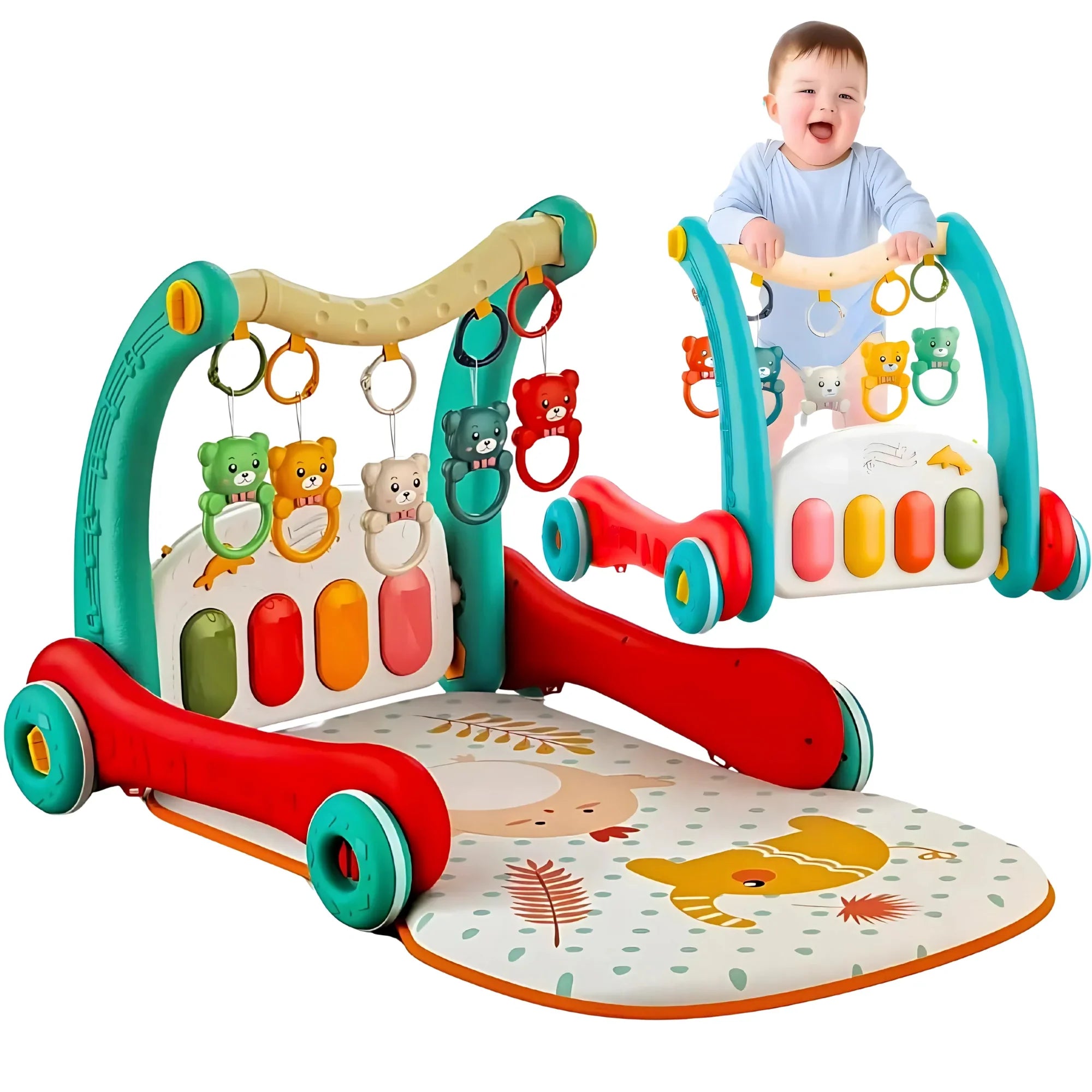 Sit-to-Stand Learning 2 in 1 Pedal Piano Play Gym/Walker, Baby Walker - 4A's Global