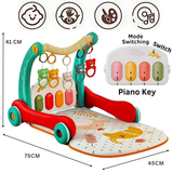 2-in-1 Sit-to-Stand Baby Walker & Play Gym | Musical Pedal Piano, Activity Toys, Play Mat & Learning Fun for Toddlers - 4A's Global