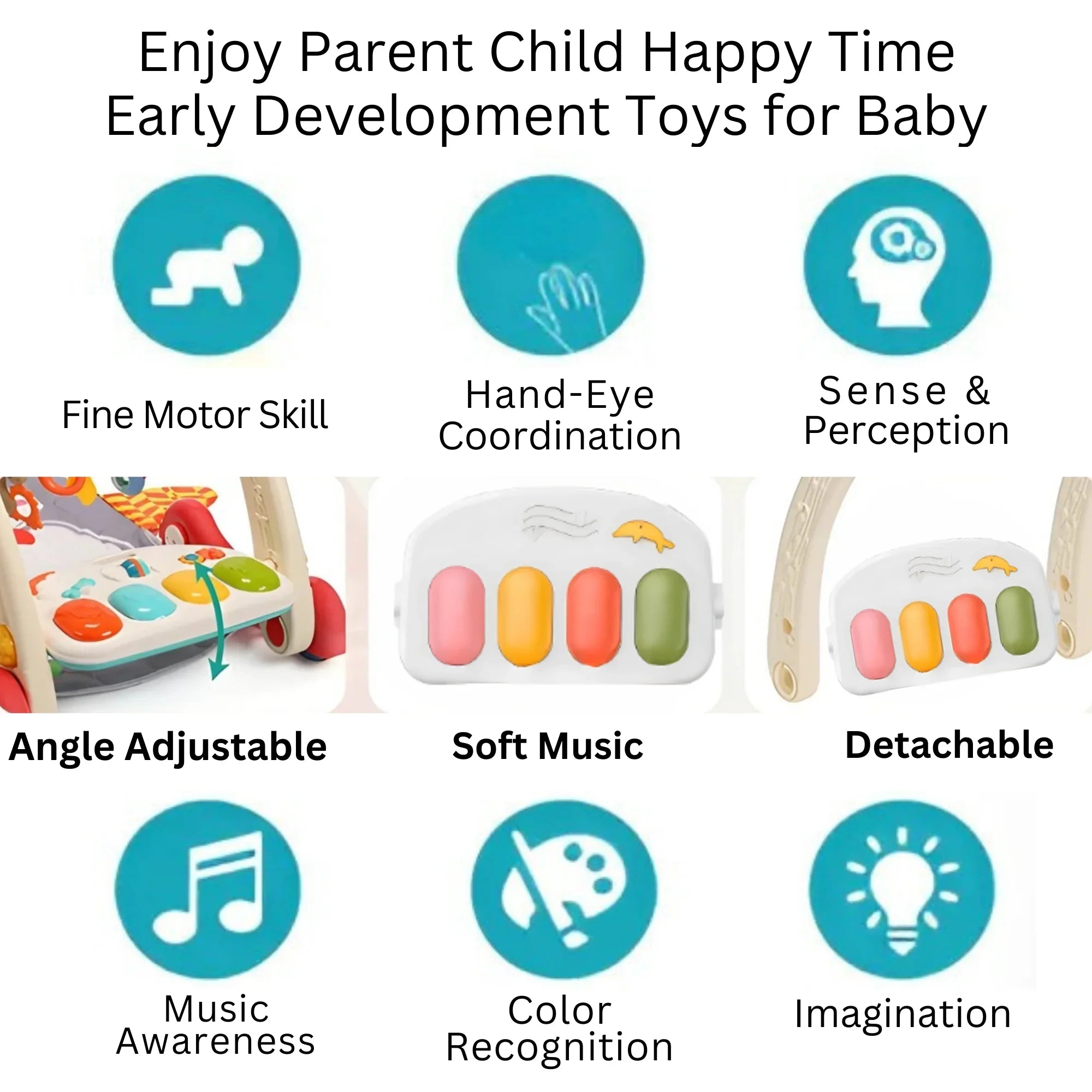 Sit-to-Stand Learning 2 in 1 Pedal Piano Play Gym/Walker, Baby Walker - 4A's Global