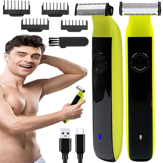 Men’s Wet & Dry Electric Shaver with USB Type-C Fast Charging – Full Body Grooming Kit - USB Rechargeable Beard Trimmer & Hair Removal Machine - 4A's Global