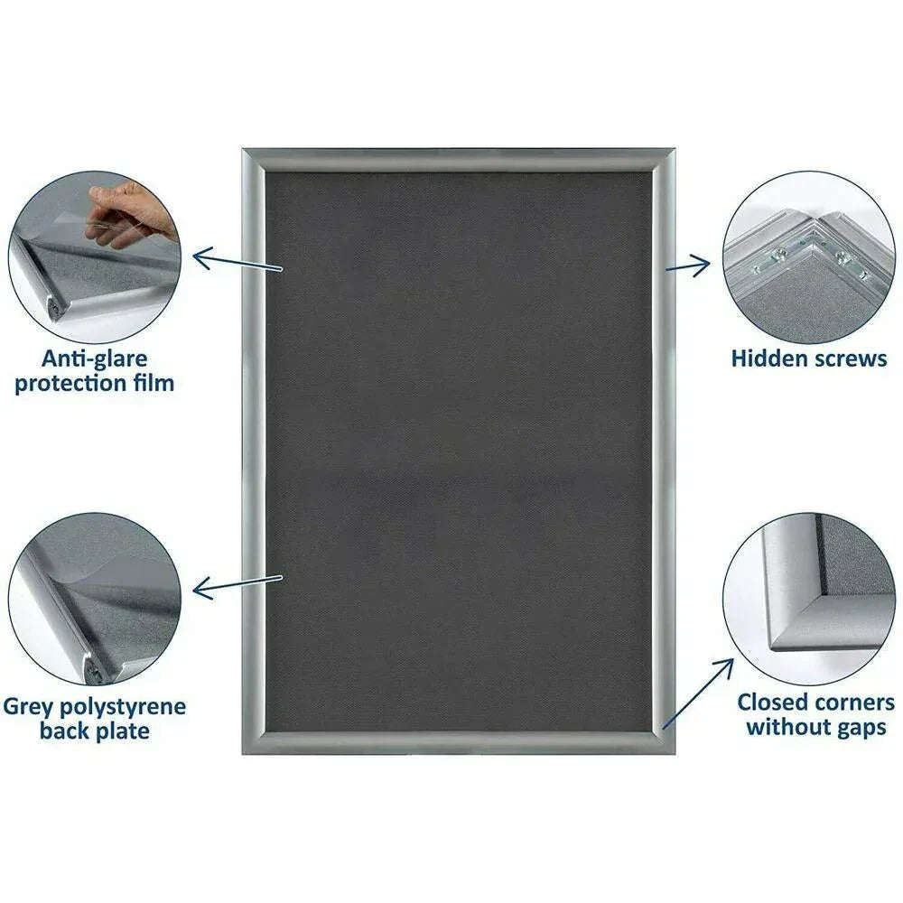 A2 Snap Frames Poster Clip Holders Displays Retail Wall Notice Boards (Silver) , Decor Photo - 4A's Global